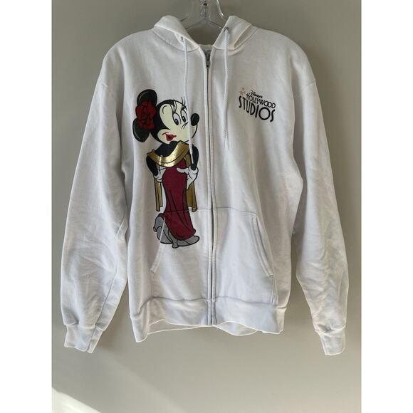 Disney Parks Hollywood Studios Minnie Mouse Zip Up Hoodie Sweatshirt Medium - Picture 1 of 5